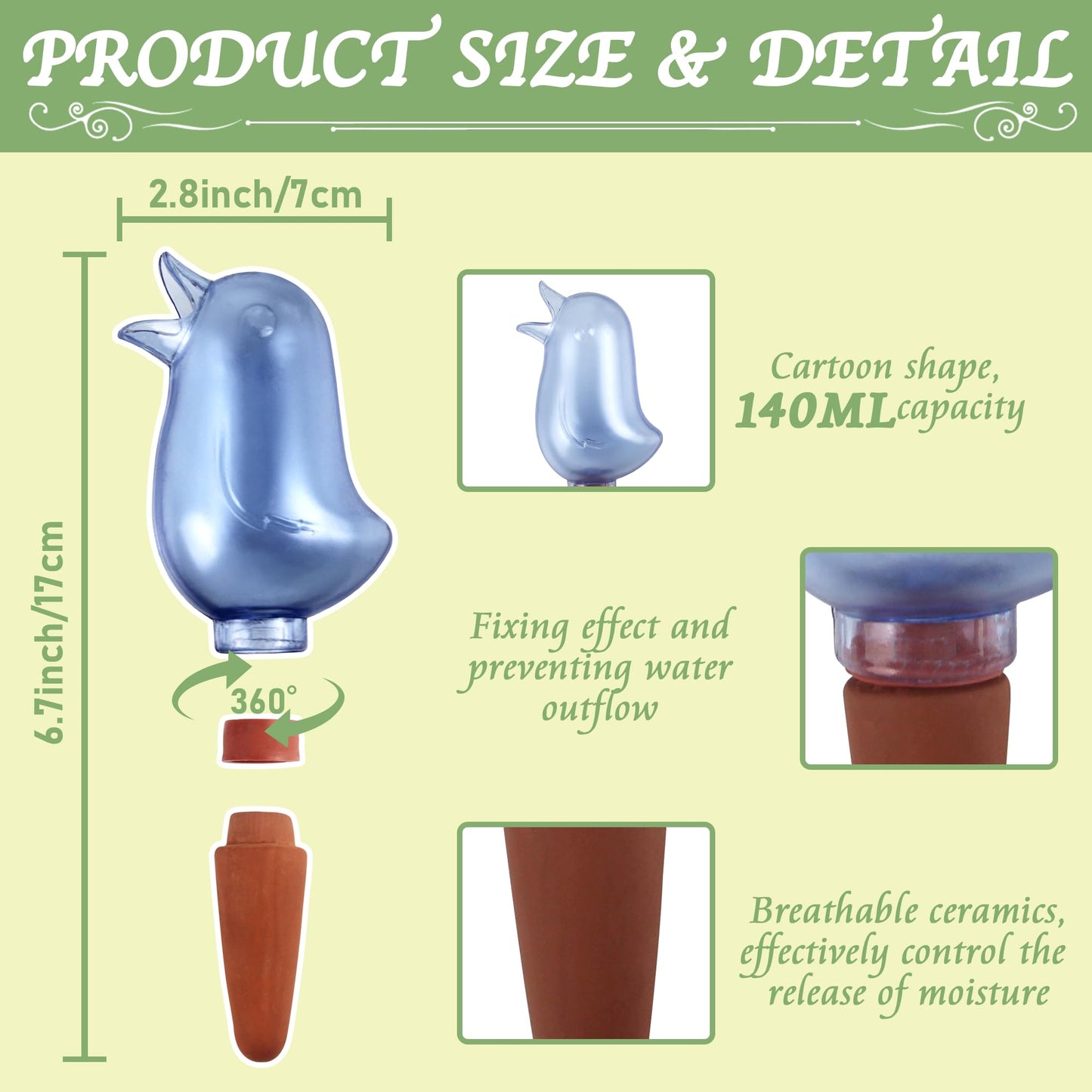 4 Pack Self Watering Spikes, Indoor Plant Watering Globes, Bird Shape Automatic Irrigation Spikes,Plant Watering Devices (Red&Blue)