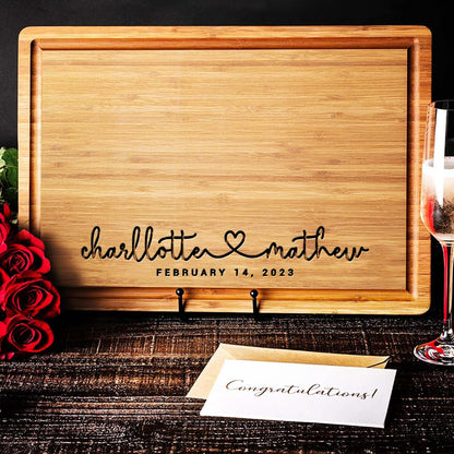 Personalized Wood Engraved Cutting Board - Valentines Day Gifts for Her - Unique Present for Wedding, Anniversary, Housewarming, Birthday, Holiday, or Romantic Gift Idea for Friends, Family, Mom, Dad