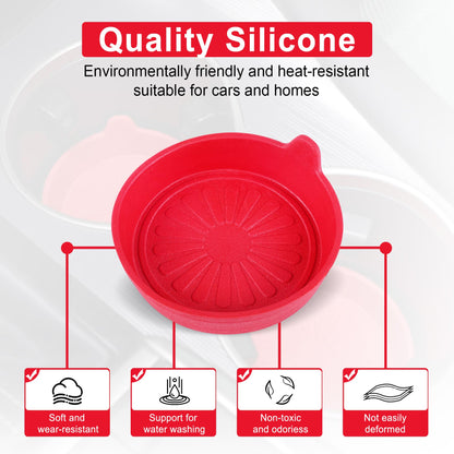 SINGARO Car Cup Holder, 4-Pack Silicone Car Coasters, Universal Non-Slip Recessed Car Interior Accessories (Flower Red)