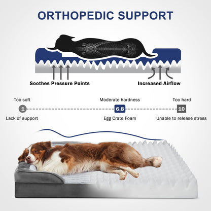 FURTIME Orthopedic Dog Beds Large Sized Dog, XL Washable Dog Sofa Bed for Large Dogs, Comfy Supportive Egg-Crate Foam Pet Couch Bed with Removable Cover, Waterproof Lining and Nonskid Bottom