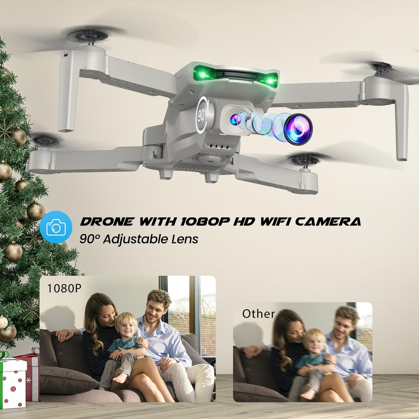 SIMREX Drone With Camera 1080P for Kids And Adults, RC Quadcopter with Altitude Hold, Mini Drone With One Key Start, Waypoint Fly, Headless Mode, 3D Flip, 3 Speeds, Remote Control Drone for Beginners