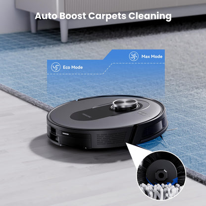 Proscenic Q8 Max Robot Vacuum Mop with Self-Empty Station, 6000Pa 200Min Robotic Vacuum with Lidar Navigation, 5 Real-Time Mapping, WiFi/Alexa/APP Remote Control Robot Hoover for Floor Carpet Pet Hair
