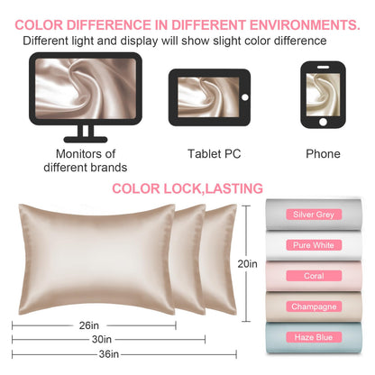 Mulberry Silk Pillow Cases Standard Size with Hidden Zipper, Ultra Smooth and Soft Breathable Cooling Silk Satin Pillowcase for Hair and Skin, Gifts for Women Men (Champagne, 20x26 Inches, 1 Pack)