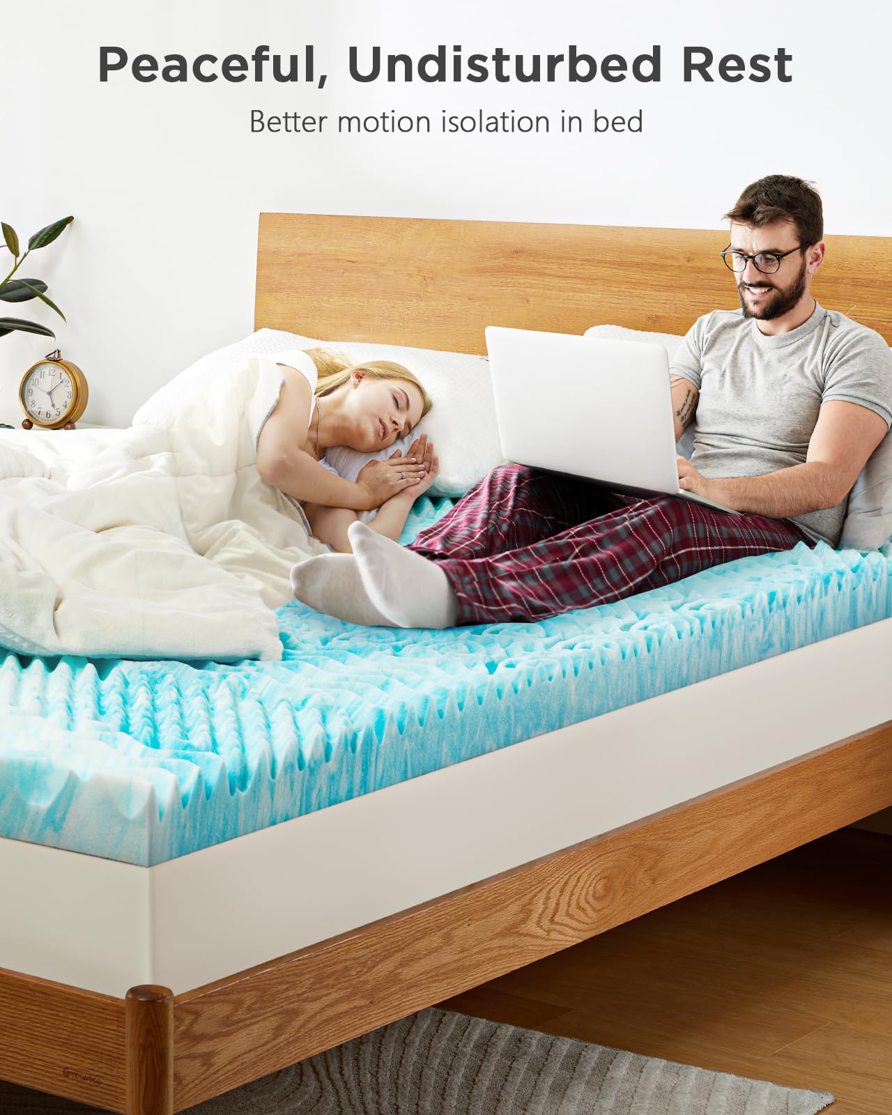 PERLECARE 3 Inch 7-Zone Full Memory Foam Mattress Topper, Cooling Gel Mattress Topper with Airflow Channels, CertiPUR-US Certified Egg Crate Bed Topper for Body Pressure Relief, Full
