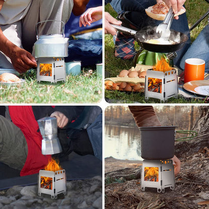 Lixada Camping Wood Stove Folding Lightweight Stainless Steel Wood Burning Stove Portable Backpacking Alcohol Stove for Outdoor Camping Hiking Picnic BBQ Picnic Hunting