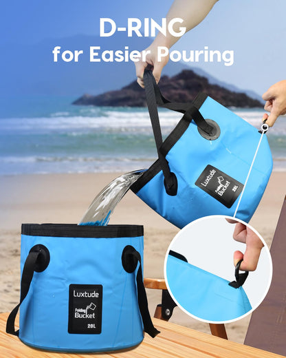 Luxtude Collapsible Bucket, 5 Gallon Bucket(20L), Beach Buckets, Fishing Buckets, Portable & Ultra Lightweight Outdoor Basin Container, Folding Basin Container for Fishing, Camping, Hiking, Beaching