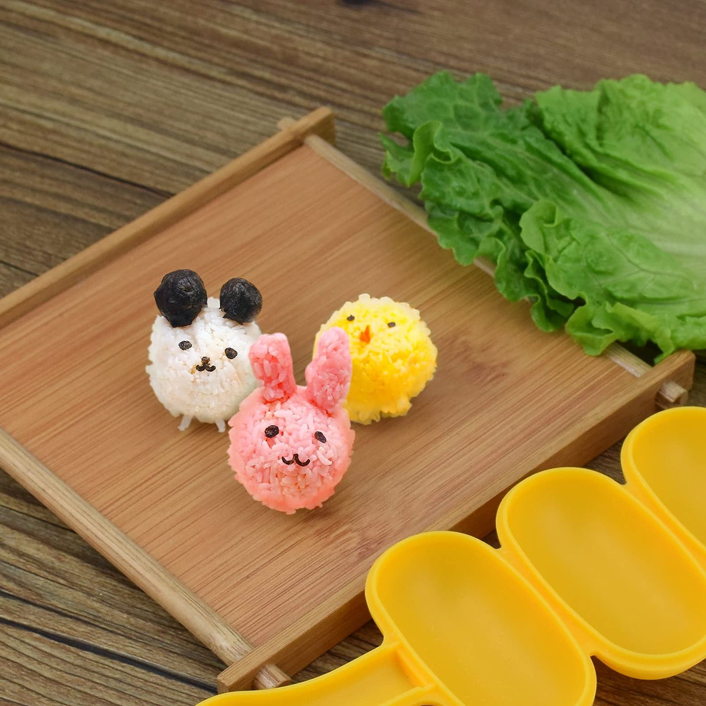 Rice Ball Mold,Rice Ball Shaker, Ball Shaped Kitchen Tools DIY Lunch, Maker Mould Food Decor for Kids, Mold With a Mini Rice Scoop（yellow）…