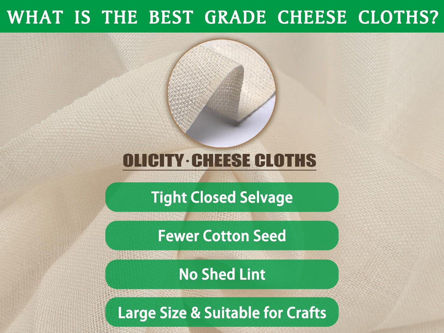Olicity Cheese Cloth Roll,Grade 100,3x30Ft, 90 Sq Feet, Reusable Cheese Cloths with Closed Edges Fabric Fine Mesh Cloth, Unbleached Cotton Muslin Bulk Cheesecloth Roll for Straining, Crafts - 10 Yards