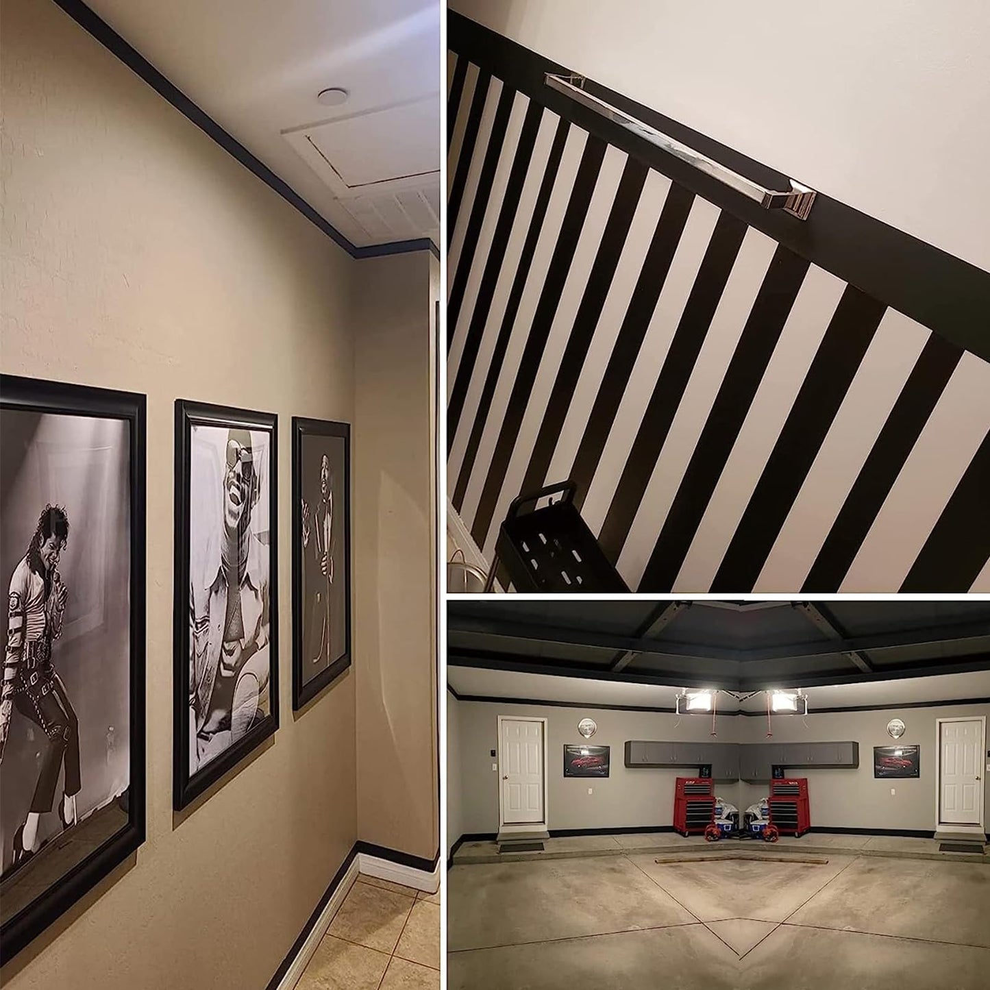 10M Black Wood Grain Removable PVC Waterproof Border Wall Decor Removable Self Adhesive Kitchen Bathroom Tiles Sticker Wallpaper 4.2x390 (4inch)