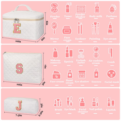 nitial Makeup Bag, Personalized Monogram Cosmetic Bag Set, Large Make up Bags | Travel Toiletry Bag | Makeup Bag for Girls Teen Girl Friend Sister Wife Girlfriend Gifts Daughter (Letter M)