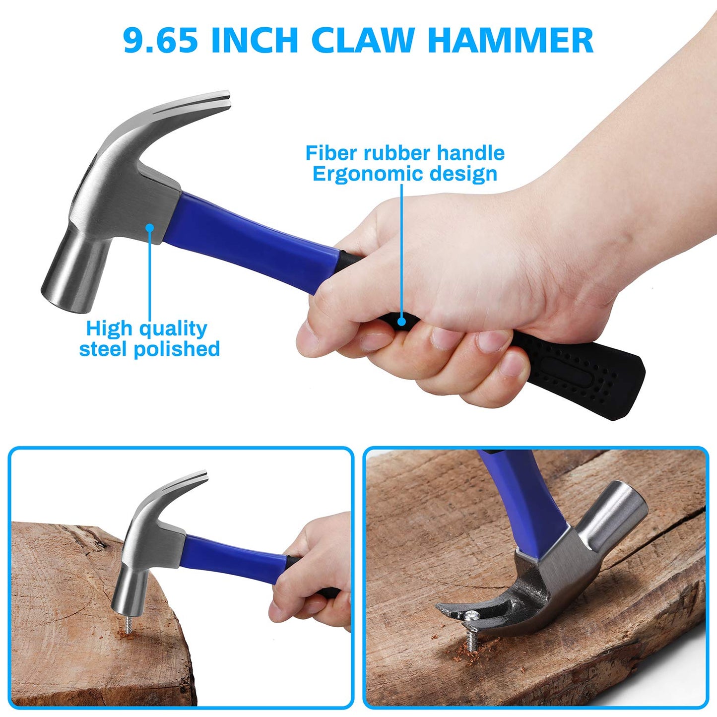 112 Piece Power Tool Combo Kits with 21V Cordless Drill, Professional Household Home Tool Kit Set with DIY Hand Tool Kits for Garden Office House Repair Maintain-Blue