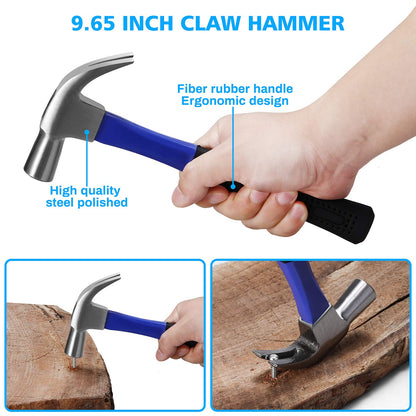 112 Piece Power Tool Combo Kits with 21V Cordless Drill, Professional Household Home Tool Kit Set with DIY Hand Tool Kits for Garden Office House Repair Maintain-Blue