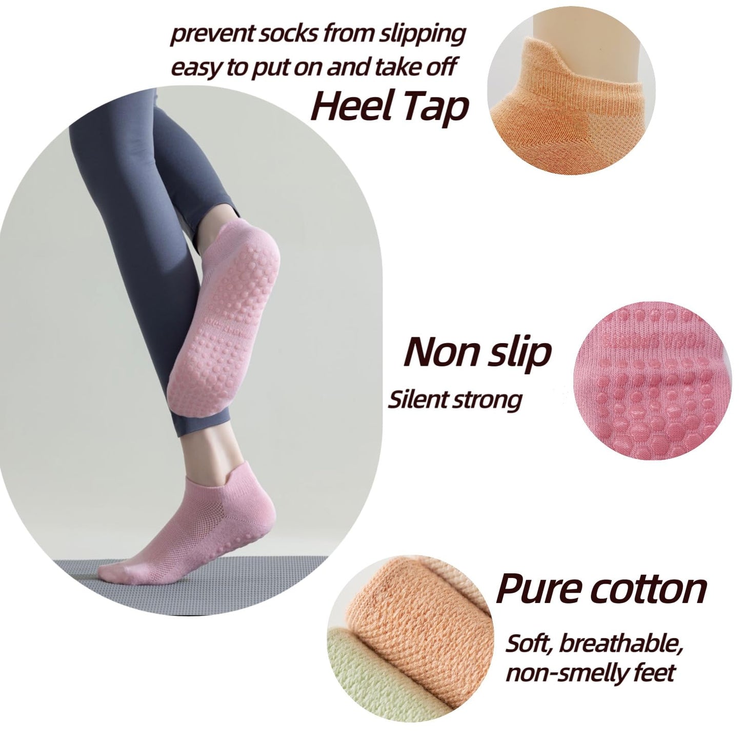 LucFoxsy Pilates grippy Yoga Socks for Women Non Slip Hospital Socks for Women Barre Sticky