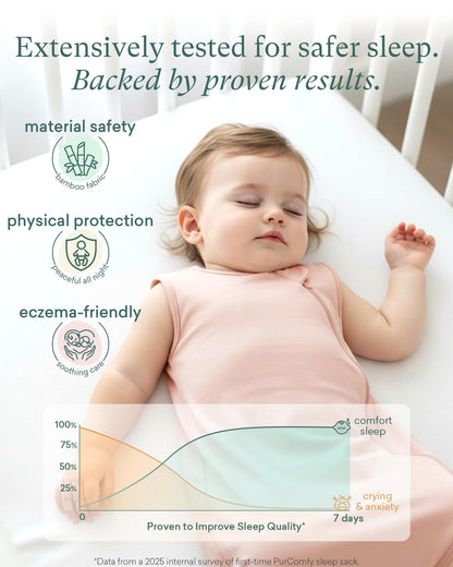 PurComfy Supersoft Sleep Sack 0.5 TOG, Premium Bamboo Viscose Baby Sleeping Bag, Lightweight Sleep Sack 6-15 Months (Cream)