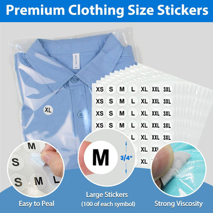 PigPotParty 10" x 13" Clear Plastic T-Shirt Bags with Clothing Size Stickers, 100 Pcs Cellophane Shirt Sleeves Packaging Bags for Small Business, Thick, Self-adhesive & Resealable