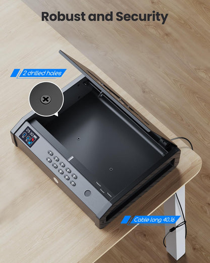 MOLICAR Gun Safe, Biometric Gun Safes for Handgun with LCD of Temp Humidity Battery, USB-C Port, Fingerprint Quick Access Pistol Safe for Home Bedside Nightstand Car