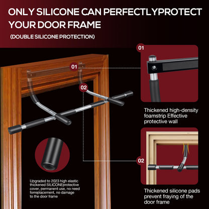 GYE Doorway Pull Up Bar for Home Gym, Adjustable Width, Heavy-Duty Steel，Max Limit 440 lbs Upper Body Fitness Workout Bar with Foam Grips，Indoor Portable Upper Body Workout Bar for Strength Training