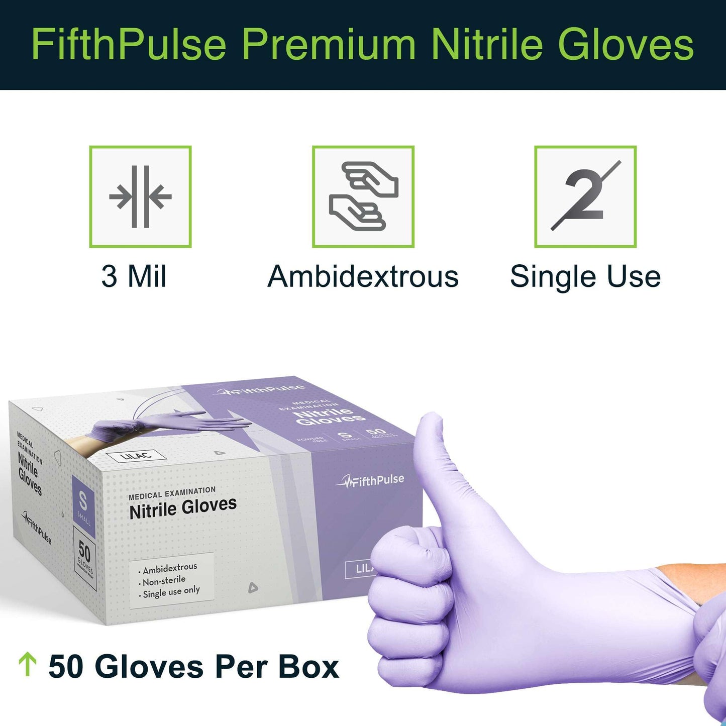 Lilac Nitrile Disposable Gloves - 50 Count - 3 Mil Nitrile Gloves Small - Powder and Latex Free Rubber Gloves - Surgical Medical Exam Gloves - Food Safe Cooking Gloves