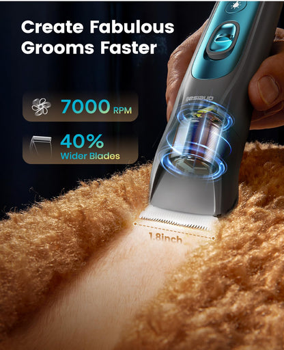 oneisall Quiet Dog Clippers for Grooming LED Light, Cordless Dog Grooming Kit 4 in 1, 2000mAh Pet Clippers Paw Trimmer Nail Grinder for Paw, Nail, Face, Ears, Legs, Body