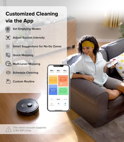 roborock Q5 Max+ Robot Vacuum with Self-Empty Dock, Upgraded from Q5+, 5500 Pa Suction, DuoRoller Brush, Hands-Free Cleaning for up to 7 Weeks, PreciSense LiDAR Navigation, App & Voice Control