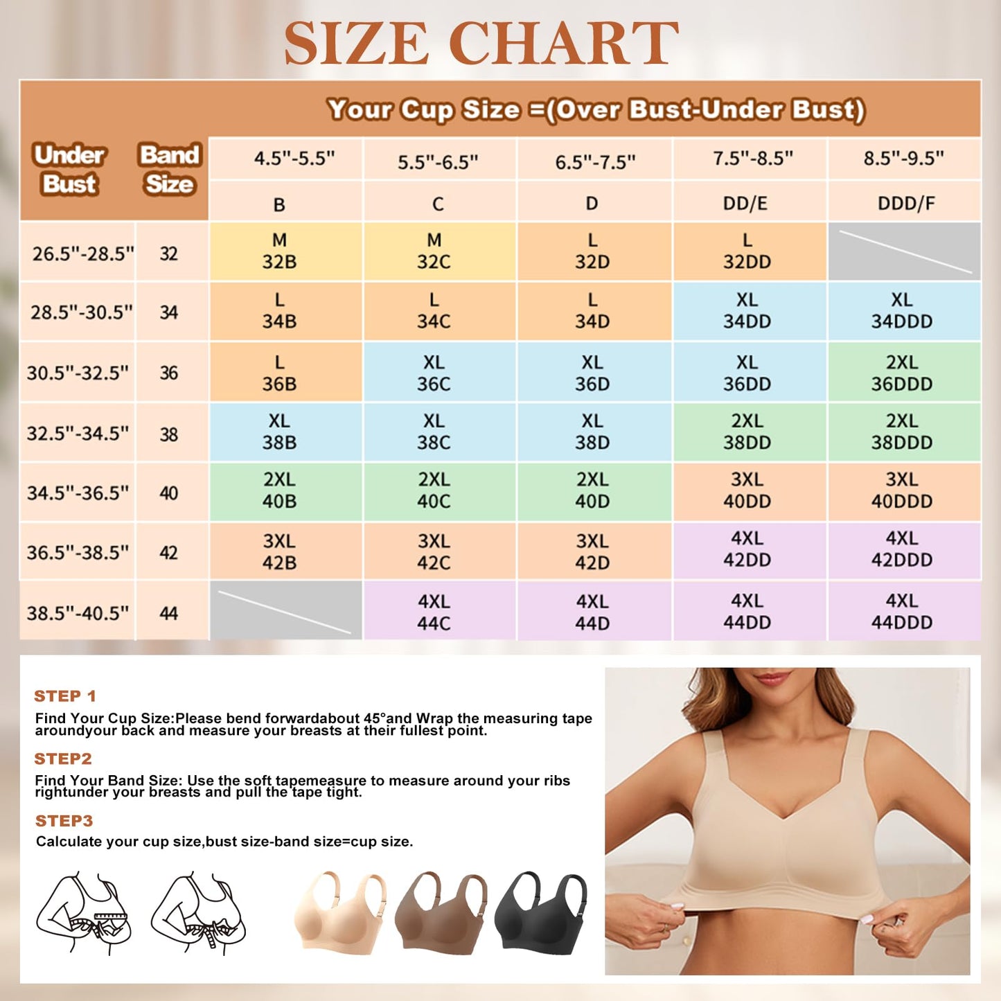 PoseFree Wireless Bras with Support and Lift Wirefree Bras Lift Sagging Breasts Bralette Push Up Seamless Sleep Bra (Black,L)