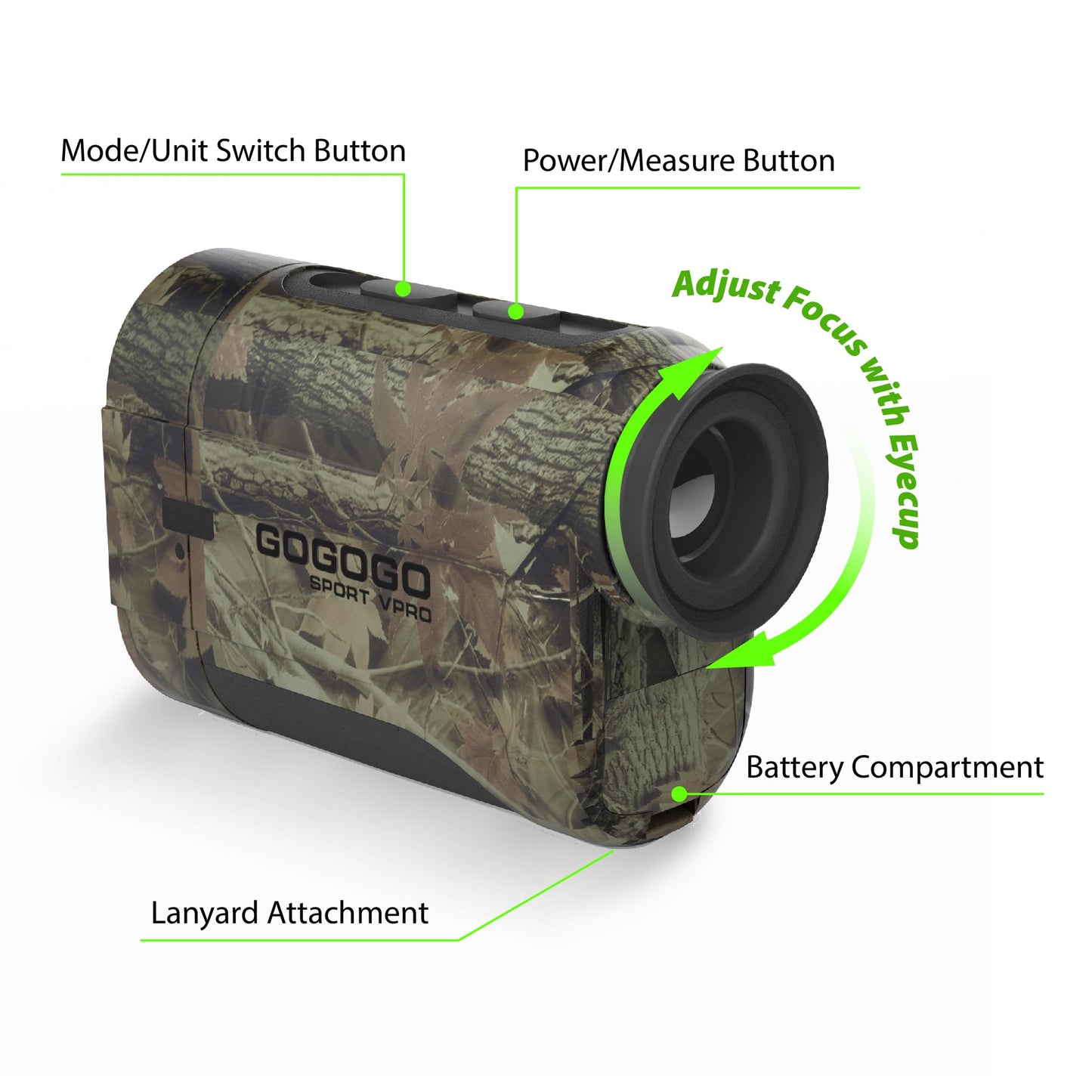 Gogogo Sport Vpro Hunting Rangefinder with Angle and Horizontal Distance 1200 Yards Laser Range Finder for Hunter with Scan