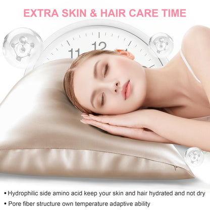 Mulberry Silk Pillow Cases Standard Size with Hidden Zipper, Ultra Smooth and Soft Breathable Cooling Silk Satin Pillowcase for Hair and Skin, Gifts for Women Men (Champagne, 20x26 Inches, 1 Pack)