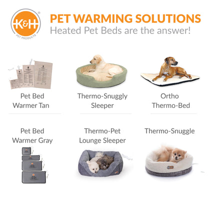 K&H Pet Products Pet Bed Warmer, Turn Any Pet Bed Into a Heated Cat or Dog Bed, Waterproof Indoor Heated Warming Pad Insert, Automatic Temperature, Safety Listed - Large 24.5 X 11.75in Gray