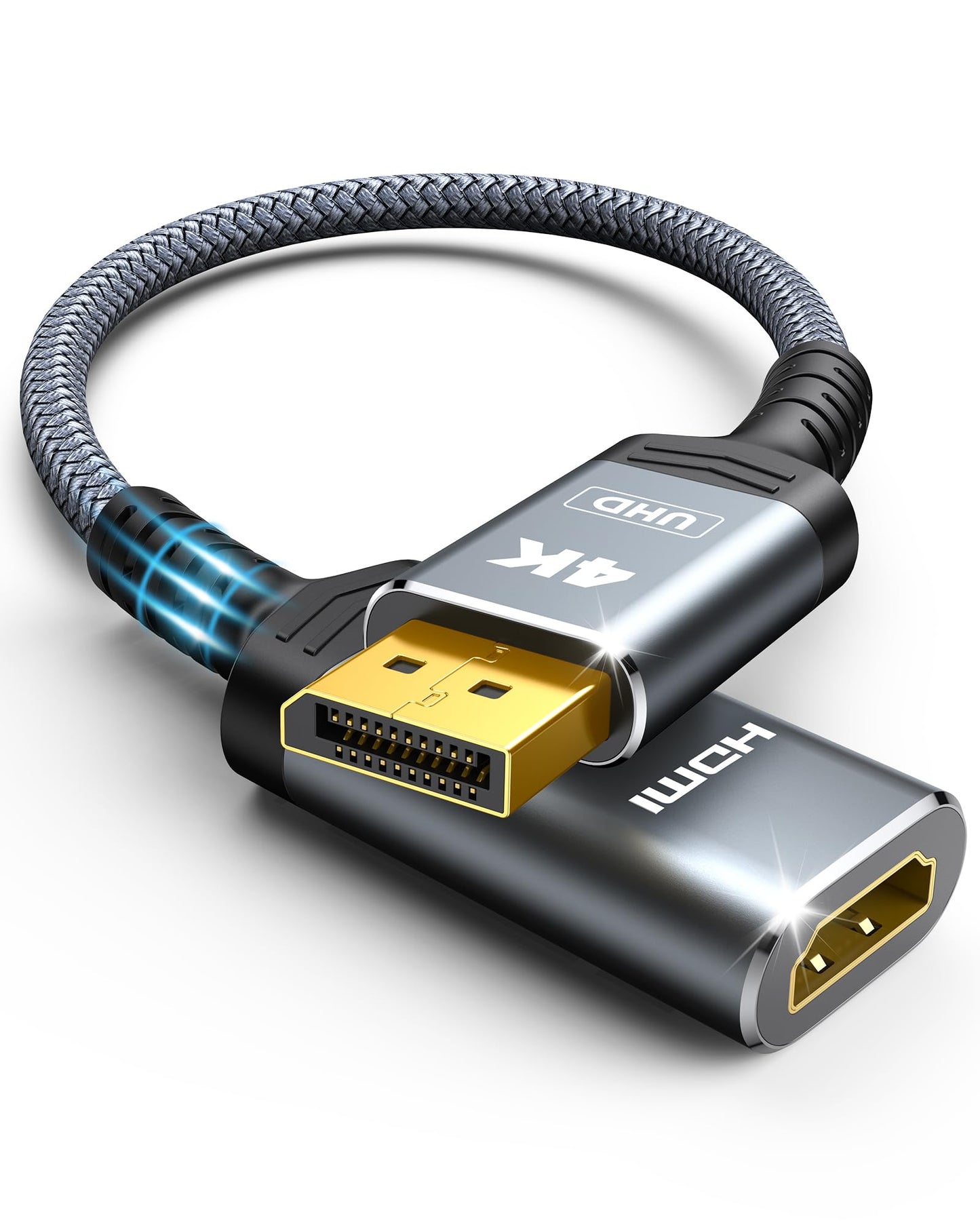 Highwings 4K Display Port to HDMI Adapter, Uni-Directional DP 1.2 Computer to HDMI 2.0 Screen, Display Port to HDMI Adapter (Male to Female), SR Anti-Break, No Latch, for Dell HP AMD NVIDIA, Passive