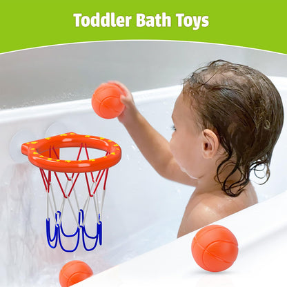 MARPPY Bath Toys - Bathtub Basketball Hoop for Kids Toddlers - Mold Free Bath Toys with Suction Cup & 3 No Hole Balls - Shower and Bathtub Toys for Toddlers - Boys Girls