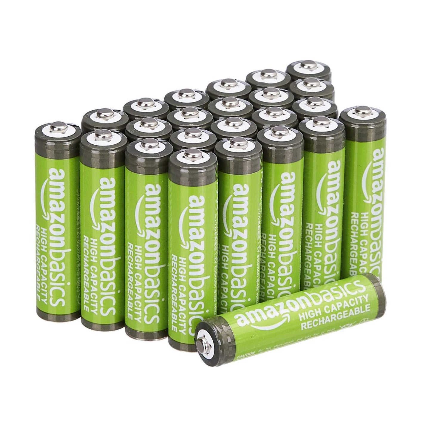 Amazon Basics 24-Pack Rechargeable AAA NiMH High-Capacity Batteries, 850 mAh, 1.2V, Recharge up to 500x Times, Pre-Charged