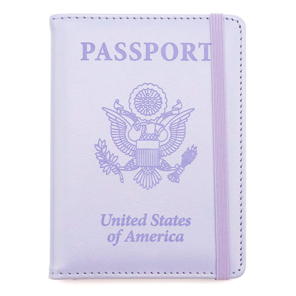 Passport Holder for Travel, Leather Passport Holder RFID Blocking Passport Cover Wallet Passport Case with Pen Holder Passport Holders for Travel Women Men Family Travels Must Haves Essentials,Purple