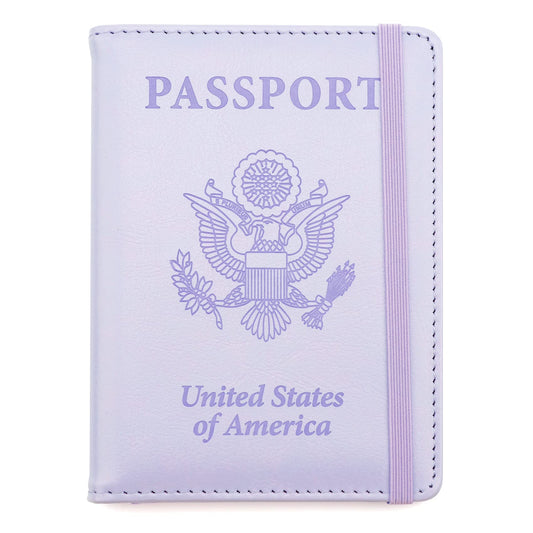 Passport Holder for Travel, Leather Passport Holder RFID Blocking Passport Cover Wallet Passport Case with Pen Holder Passport Holders for Travel Women Men Family Travels Must Haves Essentials,Purple