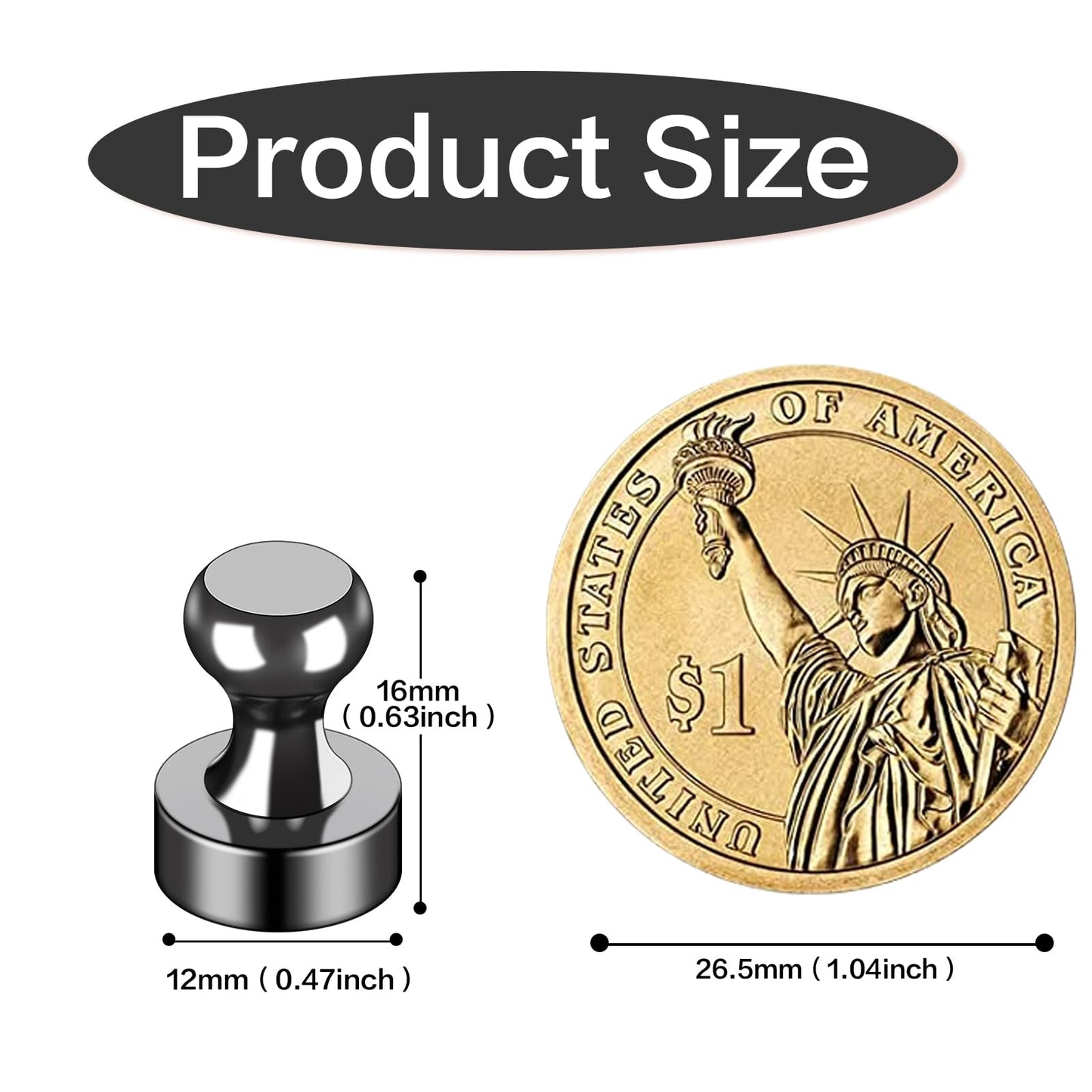 LOVIMAG 12Pcs Black Fridge Magnets, Small and Strong Magnets for Whiteboard, Office, Classroom, Map, Kitchen