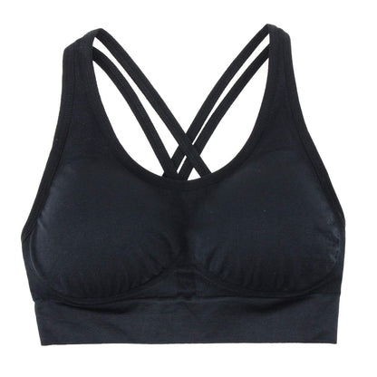 AKAMC Women's Medium Support Cross Back Wirefree Removable Cups Yoga Sport Bras, Pack of 3, Black/White/Grey,X-Large