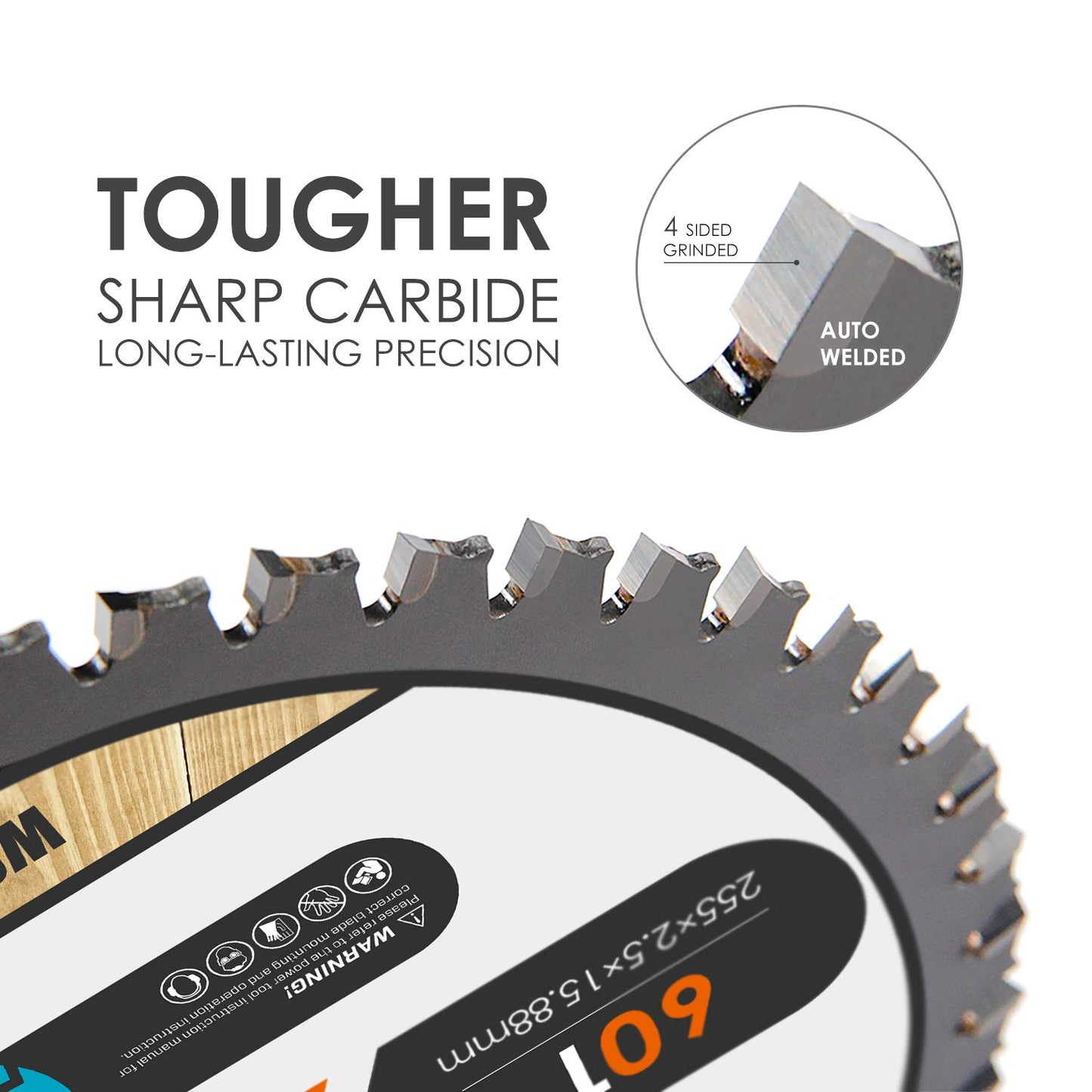 Luckyway 10 Inch Table Saw Blade/Miter Saw Blade for Ultra-Nice Wood Cutting in Construction, Two Pack of 60-Tooth & 32-Tooth