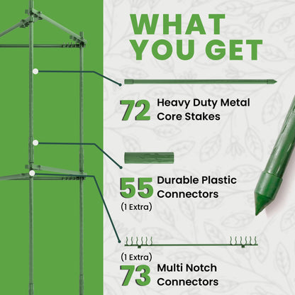 68" Tomato Cage - Trellis Stakes and Plant Support Structures for Vegetables and Climbing Plants - Tall Tomato Cages for Garden, Pots, Raised Garden Bed Outdoor (6 Pack - Extra Tall)