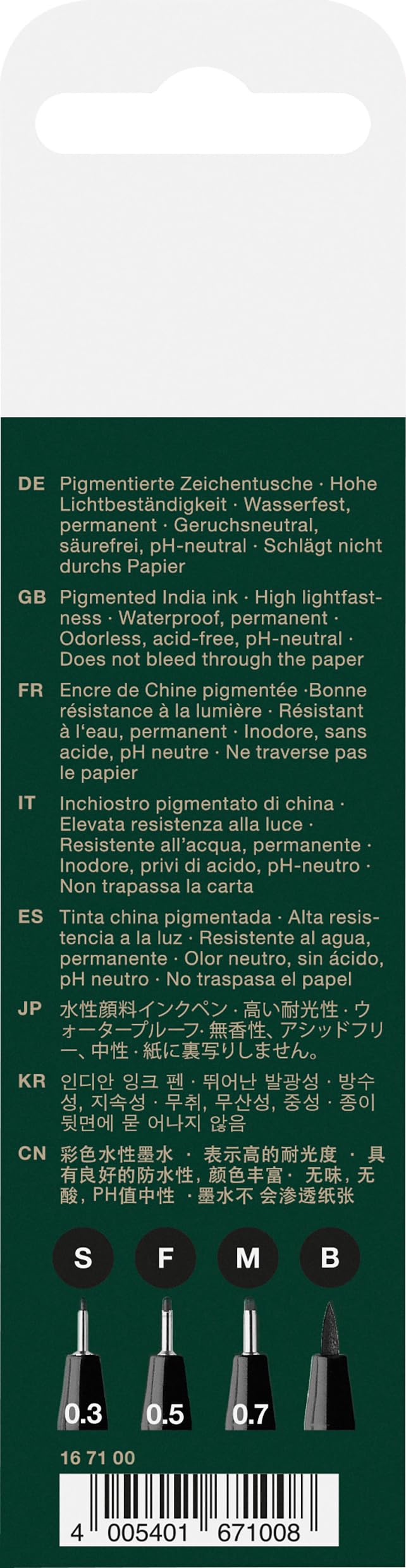 Faber-Castell Pitt Artist Pens - 4 Black India Ink Pen Wallet Set - Assorted Nibs Artist Markers (S,F,M,B Nib Styles)