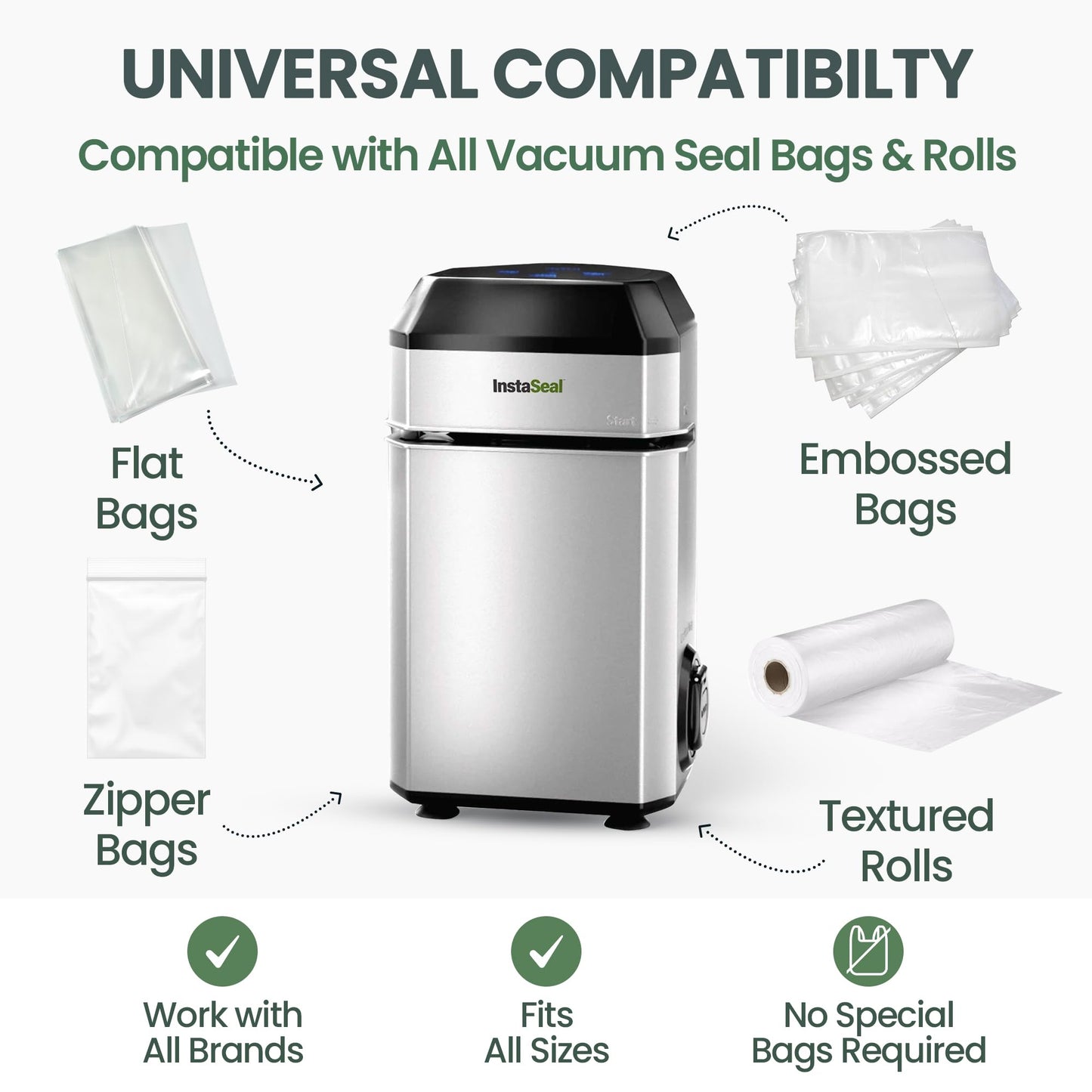InstaSeal Food Vacuum Sealer Machine, Upright Food Saver Vacuum Sealer Machine Allows to Vacuum Seal Liquids, Food Sealer Vacuum Sealer for Food Saves & Keeps Food Fresh Longer As Seen on TV Products
