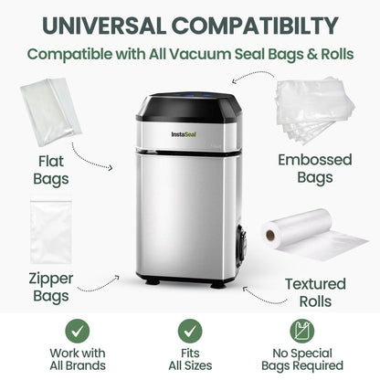 InstaSeal Food Vacuum Sealer Machine, Upright Food Saver Vacuum Sealer Machine Allows to Vacuum Seal Liquids, Food Sealer Vacuum Sealer for Food Saves & Keeps Food Fresh Longer As Seen on TV Products