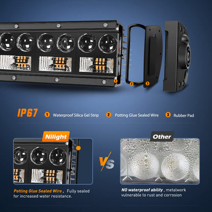 Nilight LED Light Bar 7D 22Inch 150W Spot Flood Combo Beam Amber White Work Offroad Lighting Driving Fog Lights for SUV ATV UTV Pickup Truck Boat