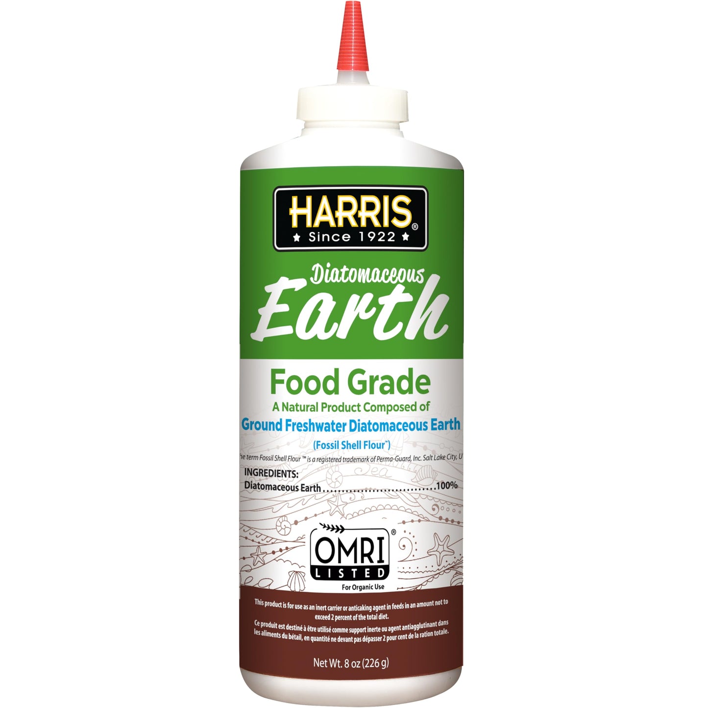 HARRIS Diatomaceous Earth Food Grade, Half Pound with Easy Application Puffer Tip