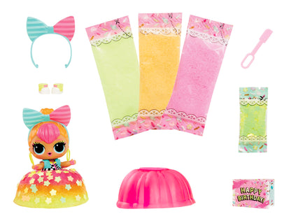 LOL Surprise Mix & Make Birthday Cake Tots with Collectible Doll, DIY Cake Dress, Cake Making and Decorating, Ingredients and Glitter Sprinkles, Cake Dress Doll- Great Gift for Girls Age 3+
