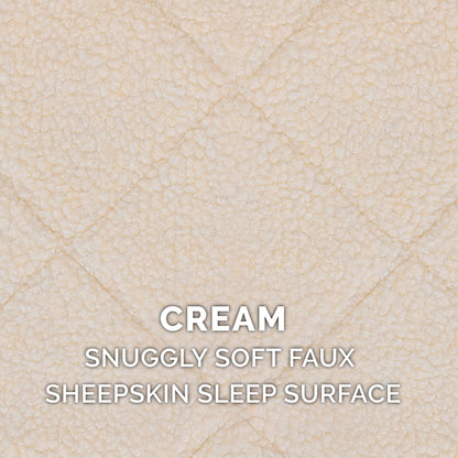 Furhaven Dog Bed for Extra Small Dogs & Indoor Cats, 100% Washable, Sized to Fit Crates - Sherpa Fleece Bolster Crate Pad - Cream, Extra Small