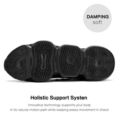 Men's Air Cushion Running Shoes Breathable Tennis Fashion Sneakers Non Slip Workout Casual Sport Shoes Gym Training Comfortable Walking Shoes All Black