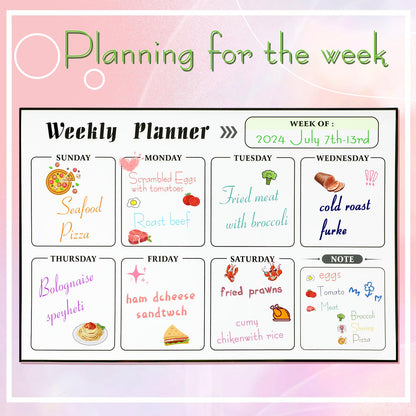 Meal Planner Magnetic Menu Board for Kitchen Fridge Planning Board Meal Planner for Fridge Weekly Meal Planner Dry Erase Calendar for Fridge Magnetic Calendar Fridge Calendar Magnet