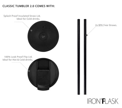 IRON °FLASK Classic Tumbler - Vacuum Insulated Stainless Steel Water Bottle, Double Walled, Drinking Cup, Insulated Travel Mug (Cotton Candy, 24 oz Solid Lid)