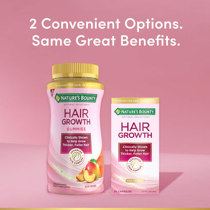 Nature's Bounty Optimal Solutions Hair Growth Supplement with Biotin, Hair Growth Vitamins with Biotin Silicon & Arginine, 1 Per Day, 30 Capsules, One Month Supply