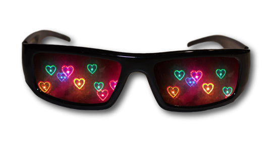 Alternative Imagination Diffraction Heart Glasses - See Hearts at a Rave, Holiday Light Show, Music Festival - Black Frame, Sport Style, Unisex