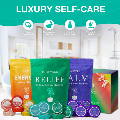 JoJowell Shower Steamers Aromatherapy - 18 Pack Gifts for Women, Organic Essential Oils, Self Care, Birthday Gifts for Women, Men, Mom, Teen, Relaxation Home SPA Christmas